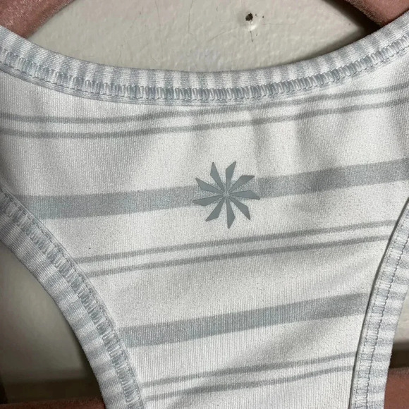 Athleta Gray White Stripe Racer Back Activewear Tank Top Size Small - Picture 7 of 8